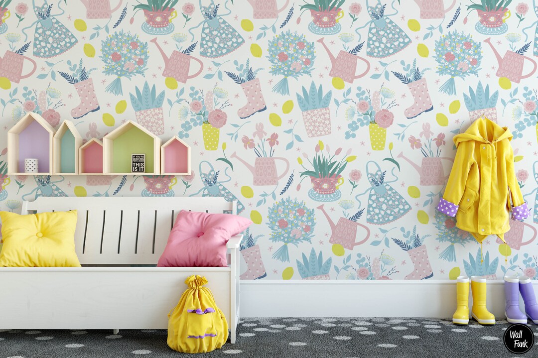 Removable Nursery Wallpaper Floral Nursery Wallpaper Nursery Etsy