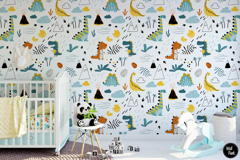 Dinosaur Wallpaper Removable Dinosaur Nursery Wallpaper Etsy