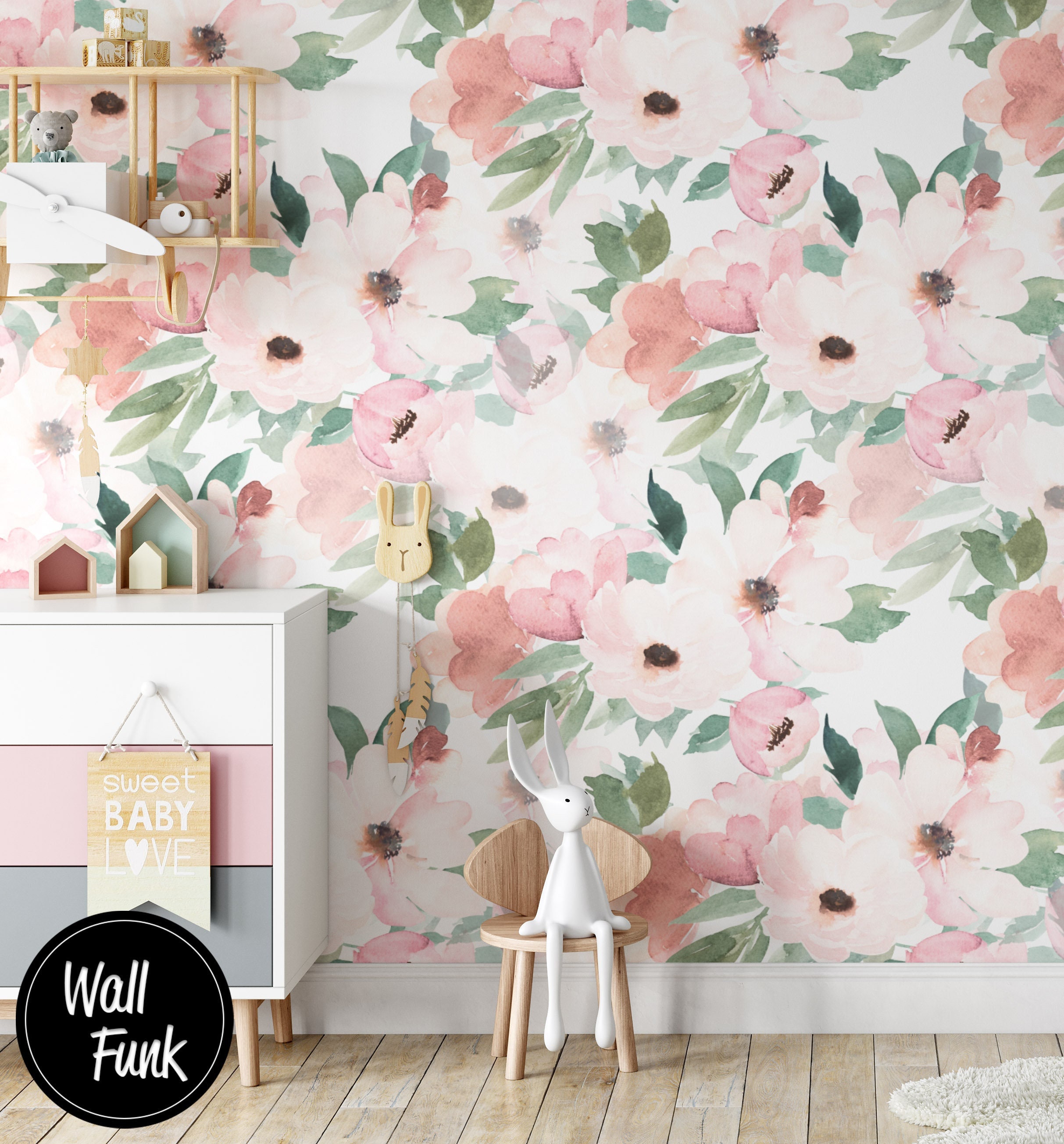 Floral Nursery Wallpaper Nursery Wallpaper Childrens Nursery - Etsy UK