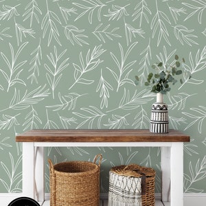 Papier peint floral amovible, bâton temporaire activé par l’eau sur papier peint décor mural floral, papier peint amovible floral, f # 143