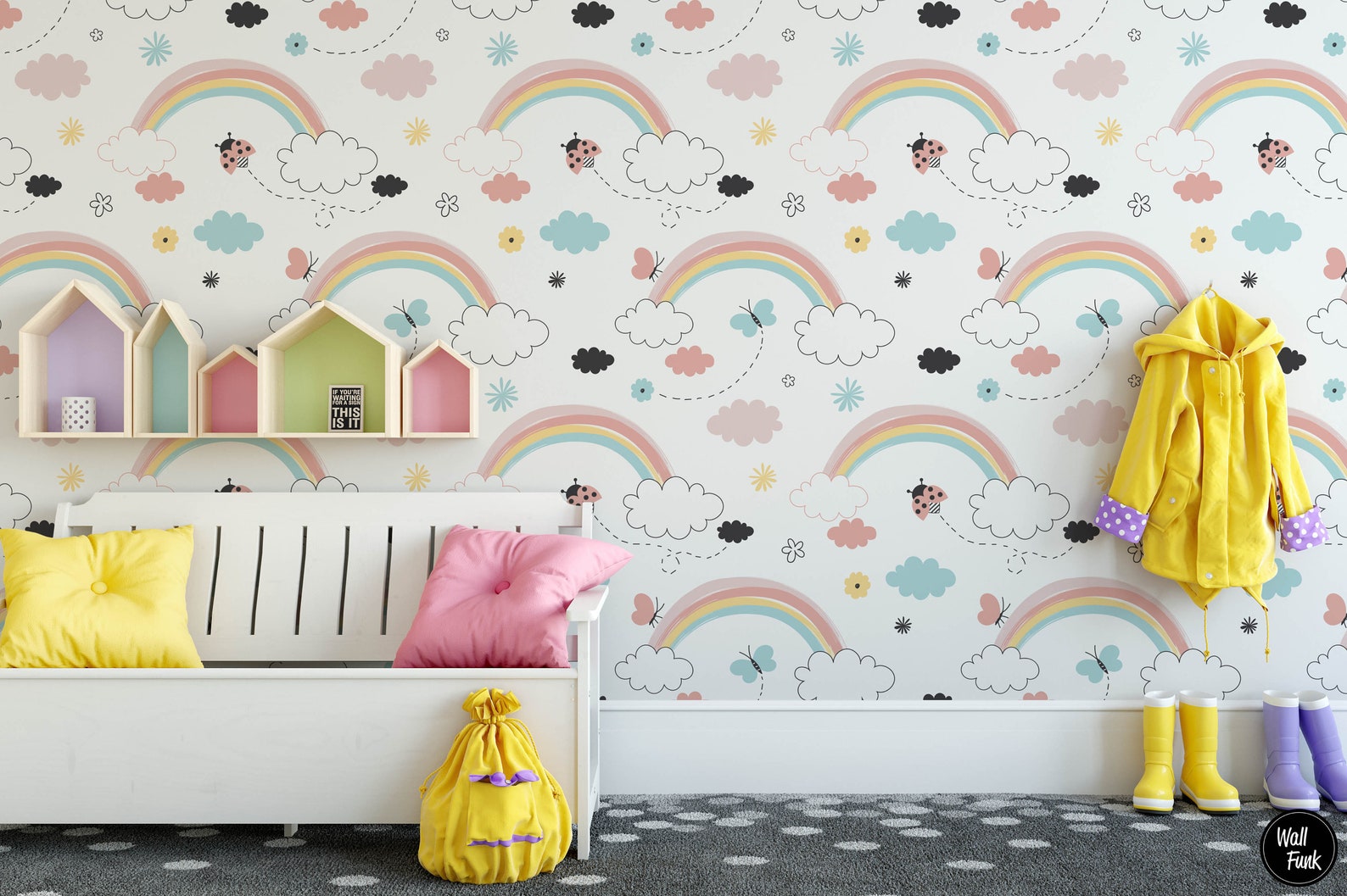 Rainbow Nursery Wallpaper Boho Nursery Rainbow Removable Etsy