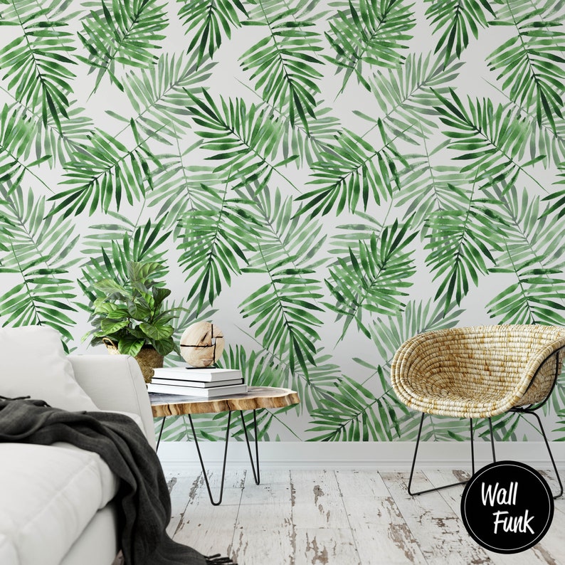 Palm Leaf Wallpaper Removable Palm Leaf Wallpaper Floral | Etsy