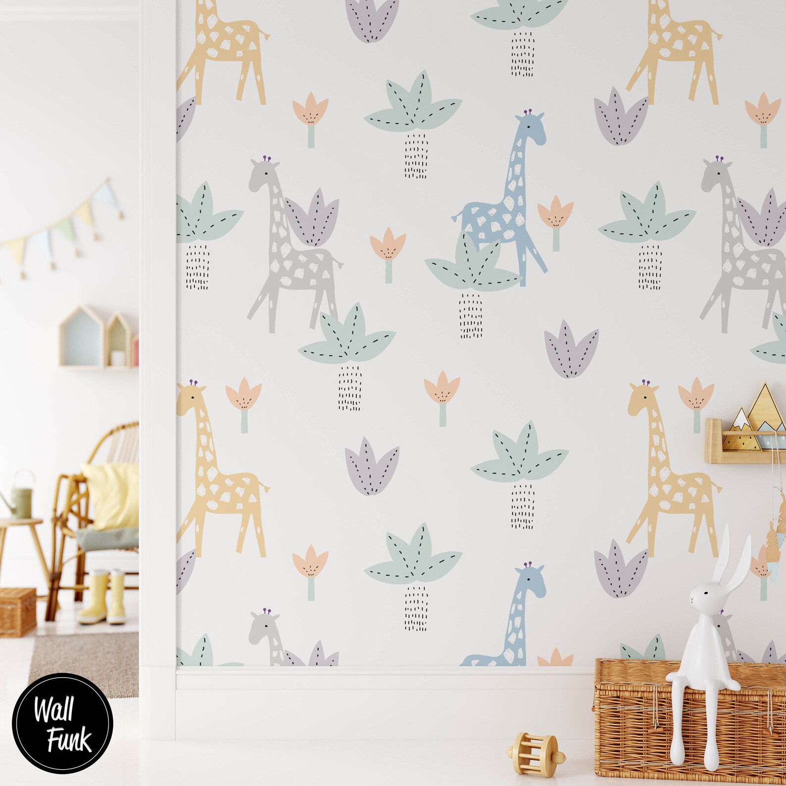 Giraffe Nursery Wallpaper Pre Pasted Removable Nursery Etsy