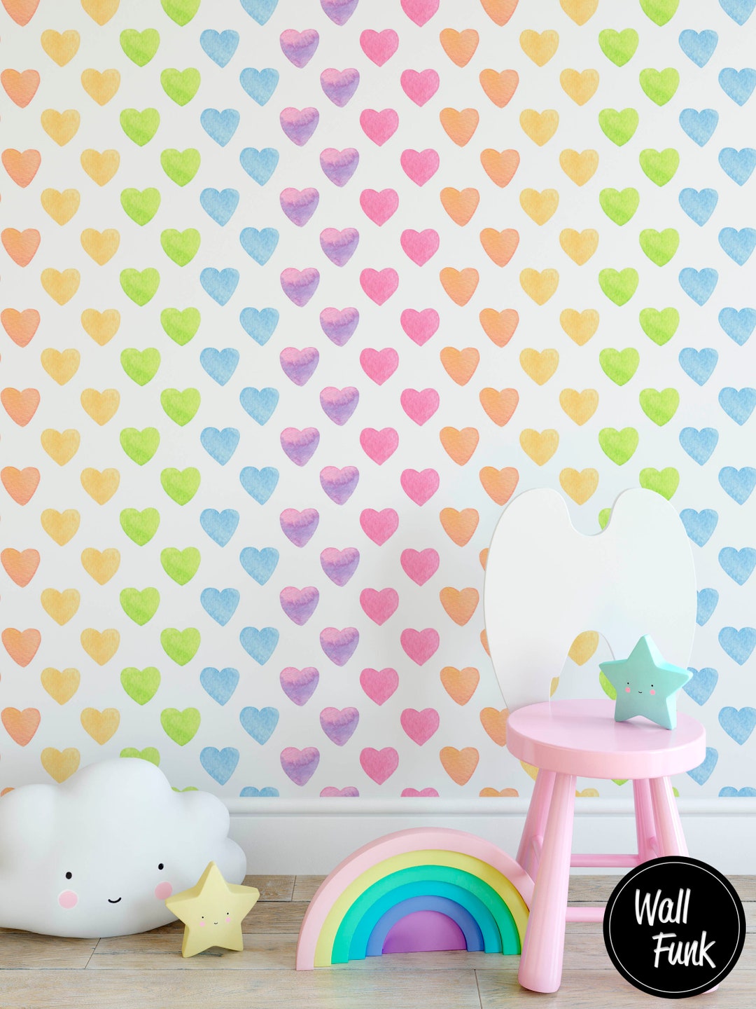 Rainbow Nursery Wallpaper, Boho Nursery, Rainbow Removable Wallpaper ...