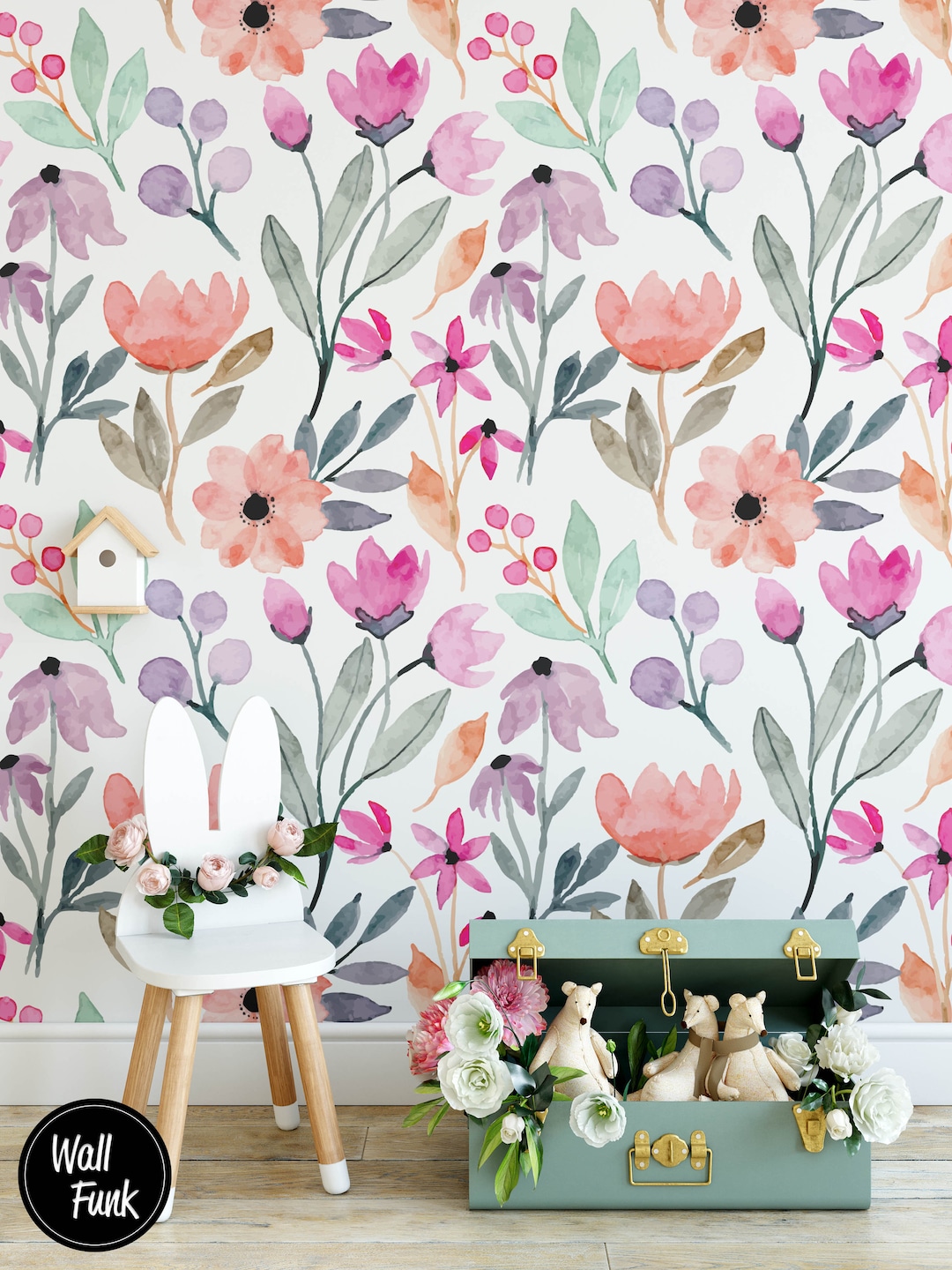 Floral Nursery Wallpaper, Nursery Wallpaper, Childrens Nursery
