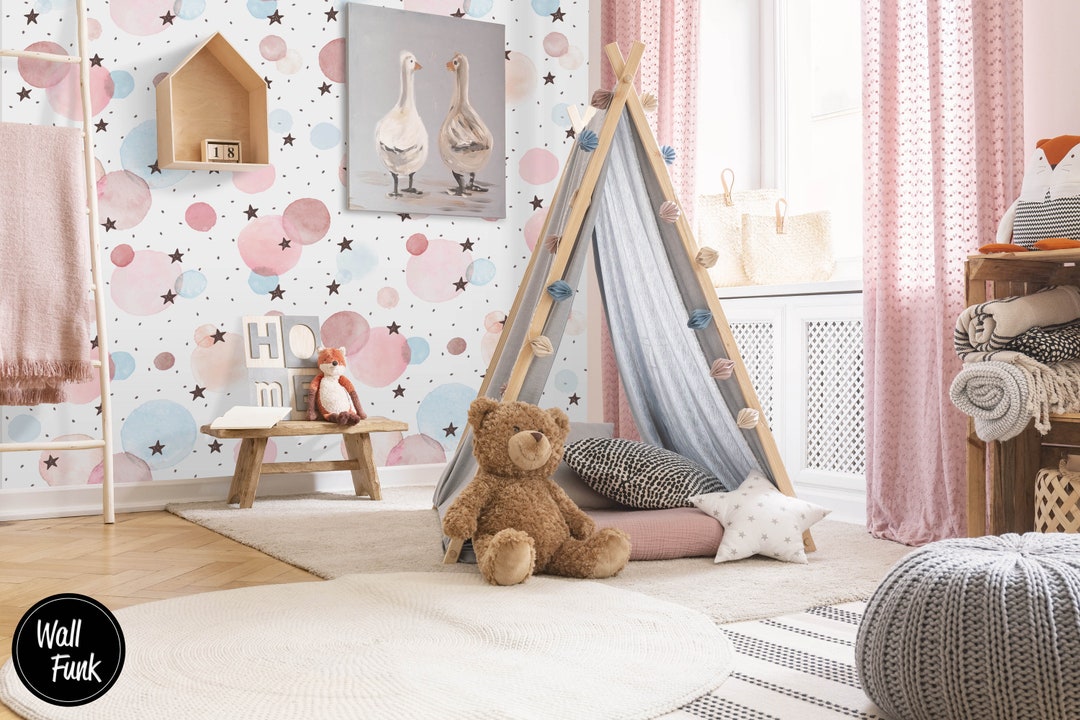 Polka Dot Nursery Wallpaper, Removable Nursery Wallpaper, Removable