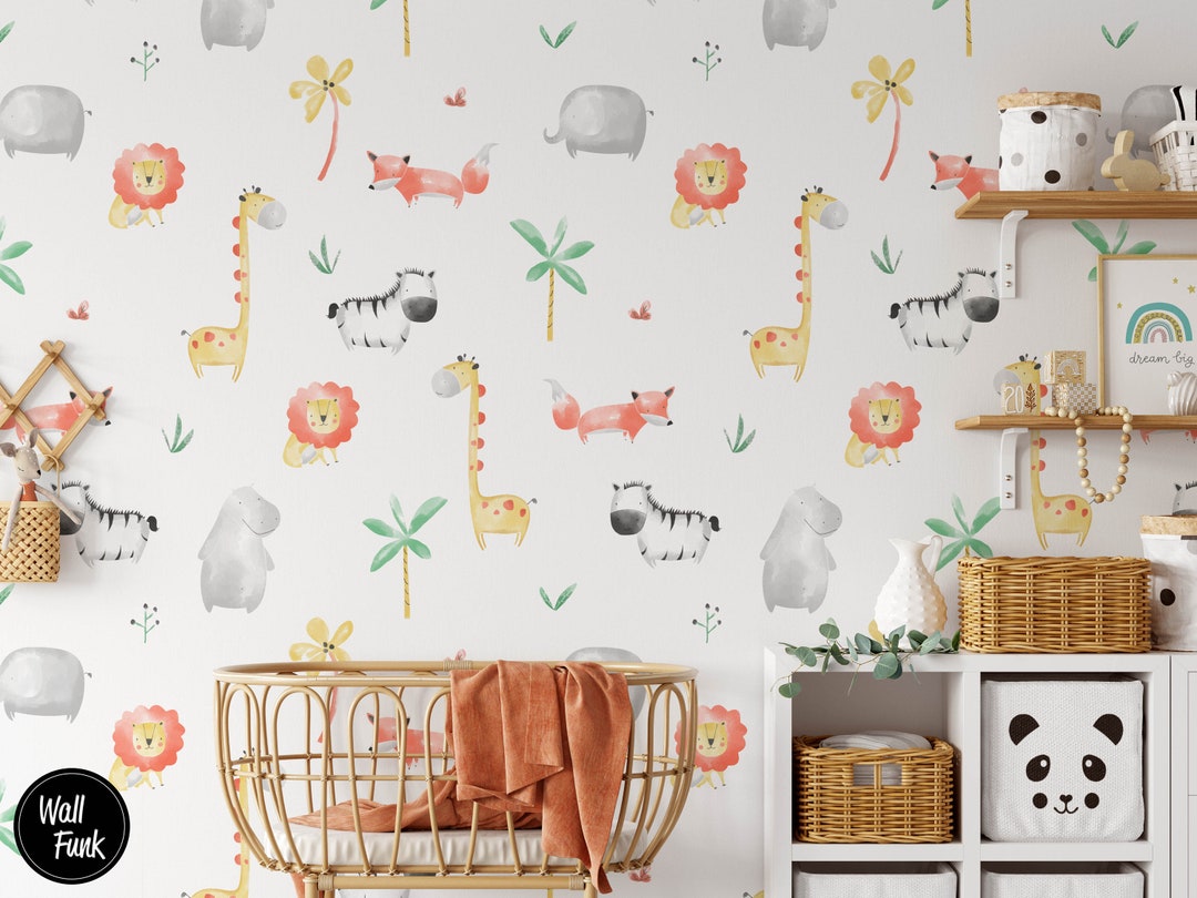 Safari Nursery Wallpaper, Jungle Nursery Wallpaper, Childrens Safari