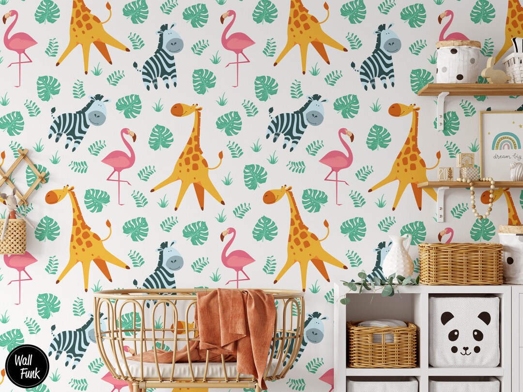 Safari Nursery Wallpaper Jungle Nursery Wallpaper Childrens Etsy