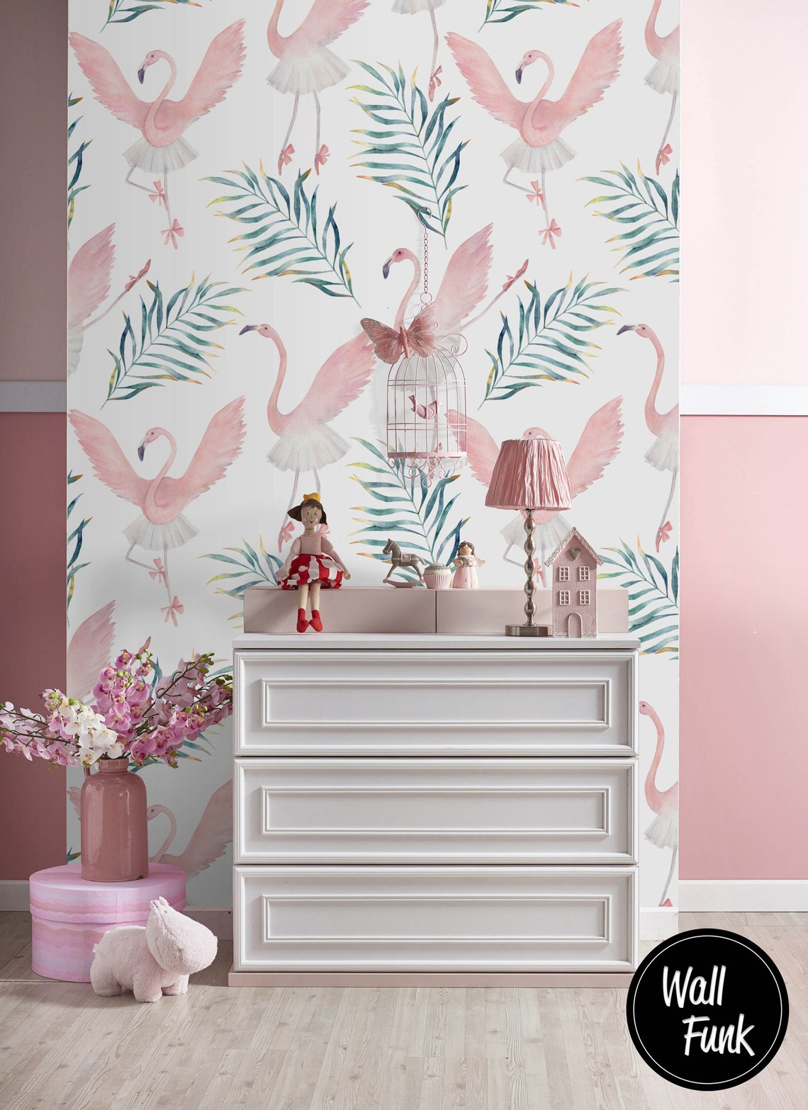 Flamingo Nursery Wallpaper Nursery Wallpaper Childrens - Etsy UK