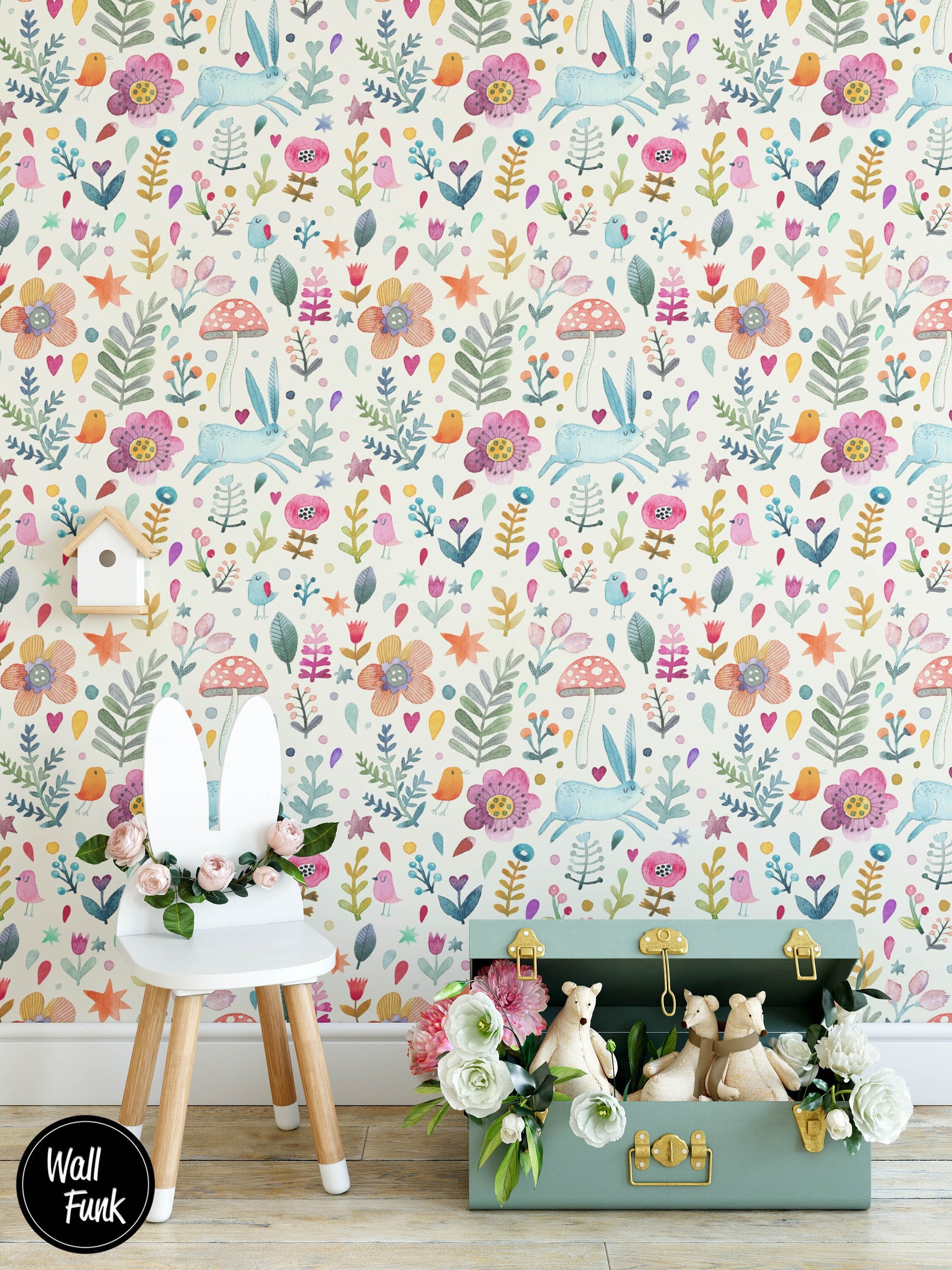 Floral Nursery Wallpaper Nursery Wallpaper Childrens Nursery Etsy UK