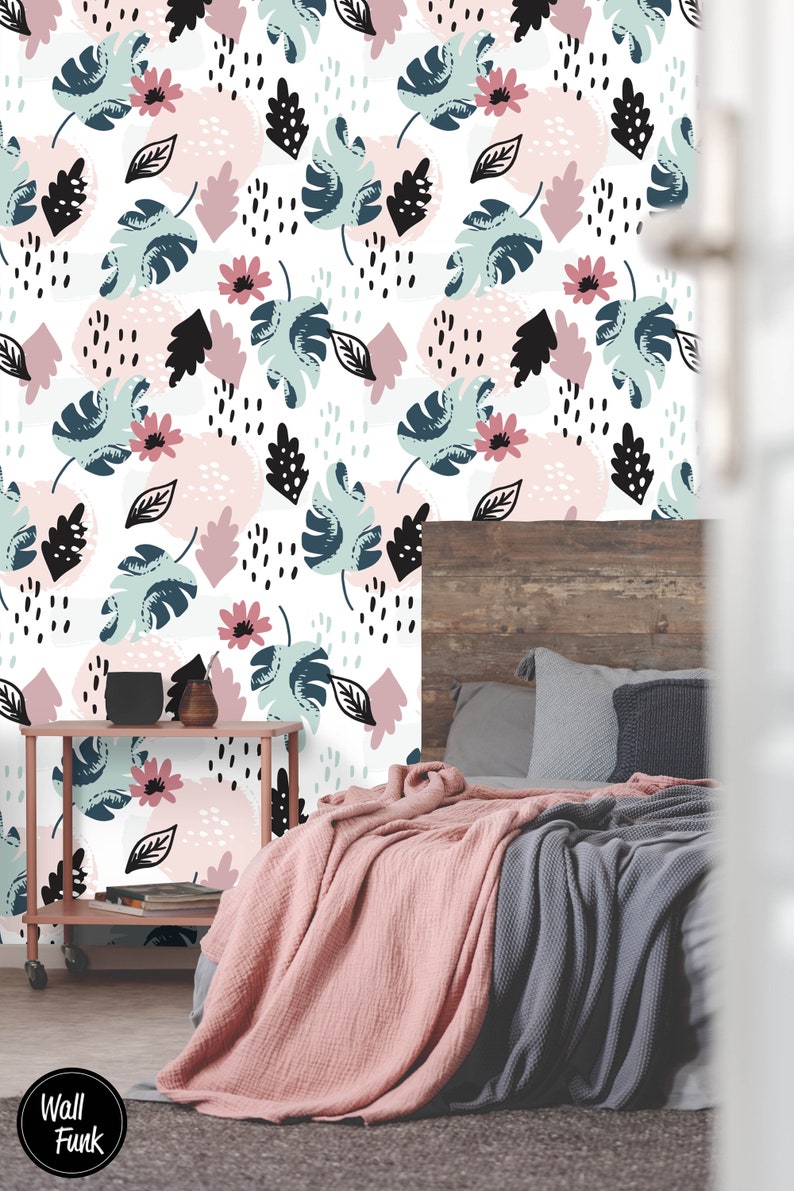 Removable Floral Wallpaper Floral Removable Wallpaper Floral Etsy