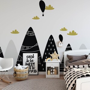 Mountain Nursery Wallpaper, Mountain Wallpaper, Removable Nursery Wallpaper, Childrens Mountain Wall Mural, Custom Nursery Wallpaper N#65