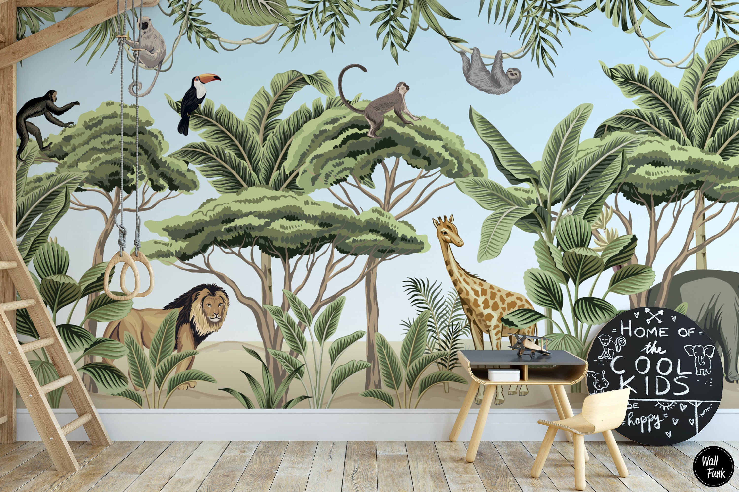 Safari Nursery Wallpaper Jungle Nursery Wallpaper Childrens Etsy