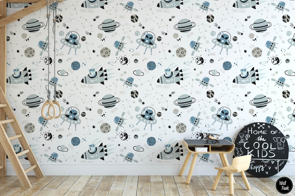 Alien Nursery Wallpaper Space Nursery Wallpaper Nursery Etsy