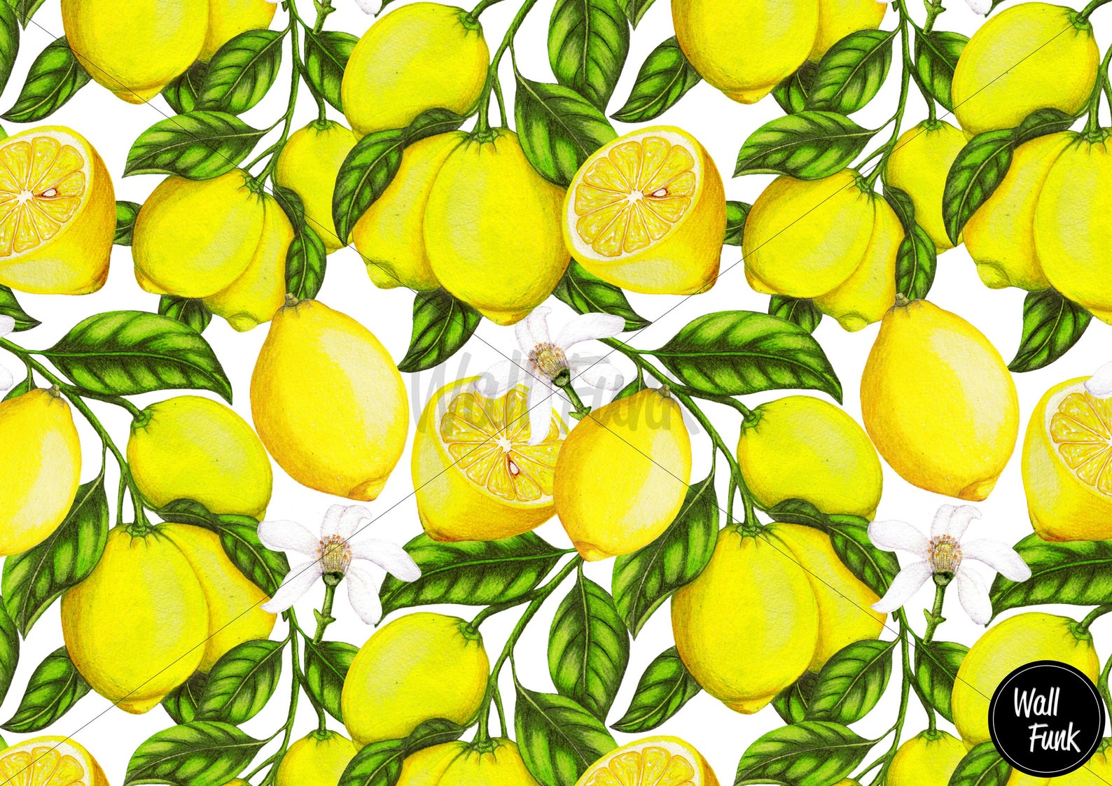 Lemon Wallpaper Floral Wallpaper Lemon Removable Wallpaper Etsy