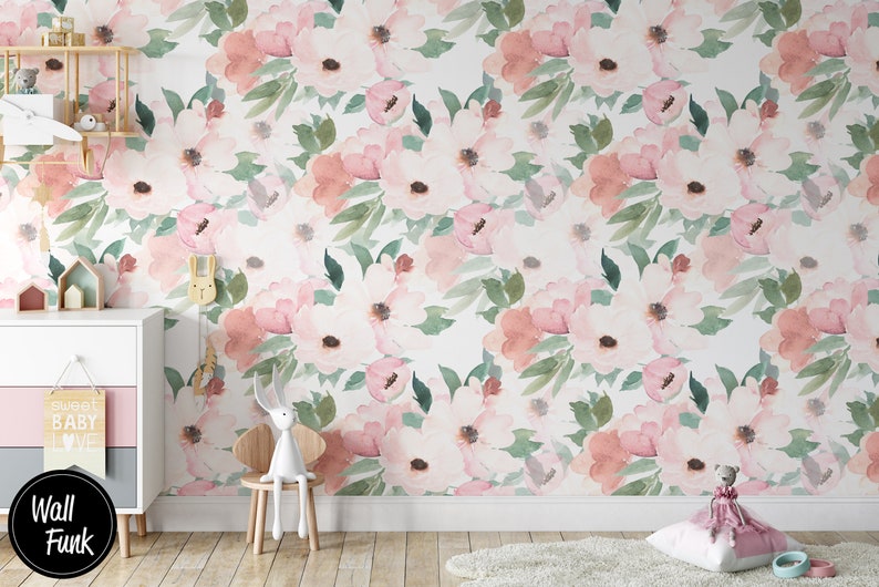 Floral Nursery Wallpaper Nursery Wallpaper Childrens Nursery Etsy UK