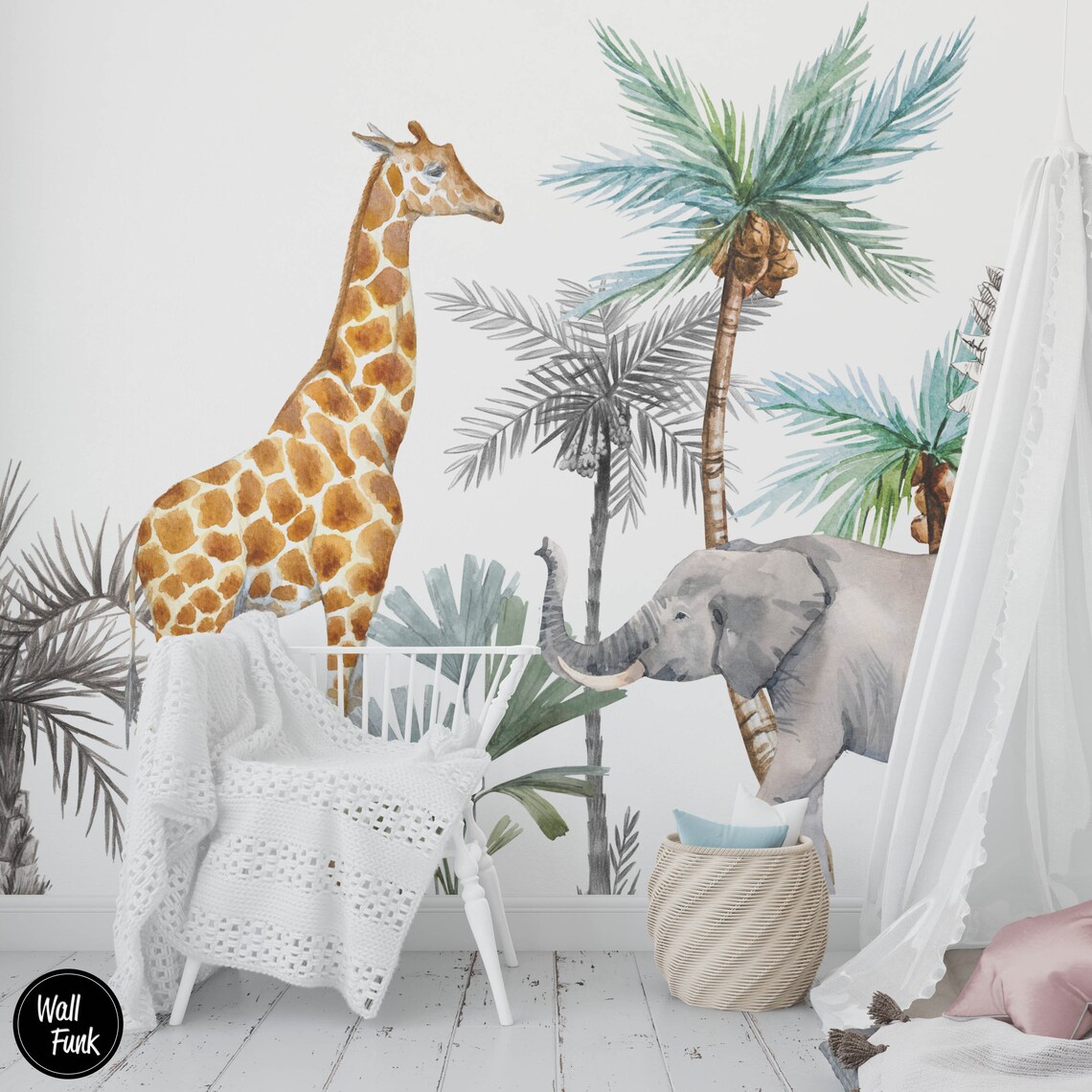 Safari Nursery Wallpaper Jungle Nursery Wallpaper Childrens Etsy UK