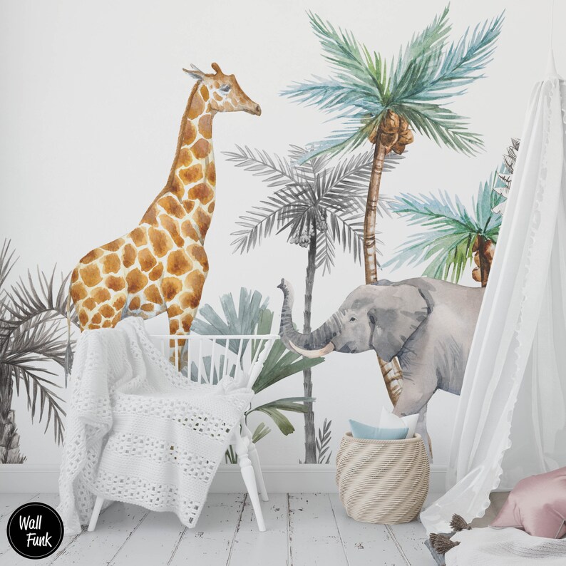 Safari Nursery Wallpaper Jungle Nursery Wallpaper Childrens Etsy UK