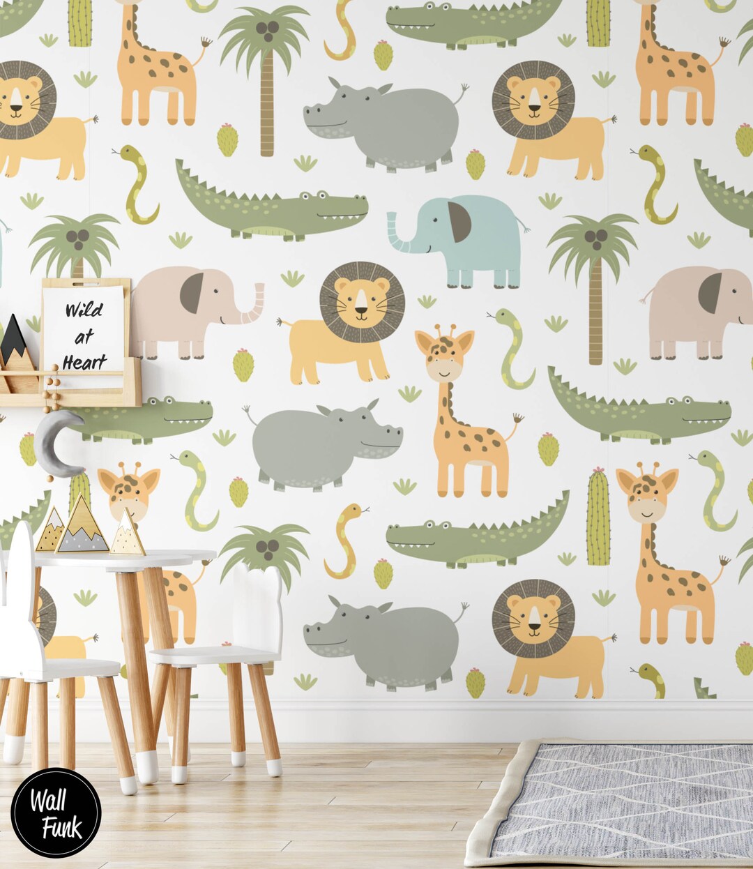 Safari Nursery Wallpaper, Jungle Nursery Wallpaper, Childrens Safari ...