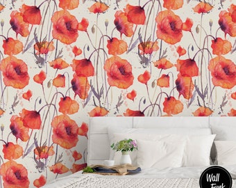 Poppy Floral Wallpaper Poppy Wallpaper Floral Wallpaper - Etsy Poppy Floral Wallpaper Poppy Wallpaper Floral Wallpaper - Etsy