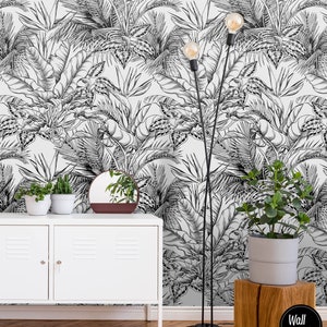 Bananenblatt Tapete, abnehmbare minimalistische Tapete, florale Tapete, florale abnehmbare Tapete, temporäre abnehmbare Tapete F #117