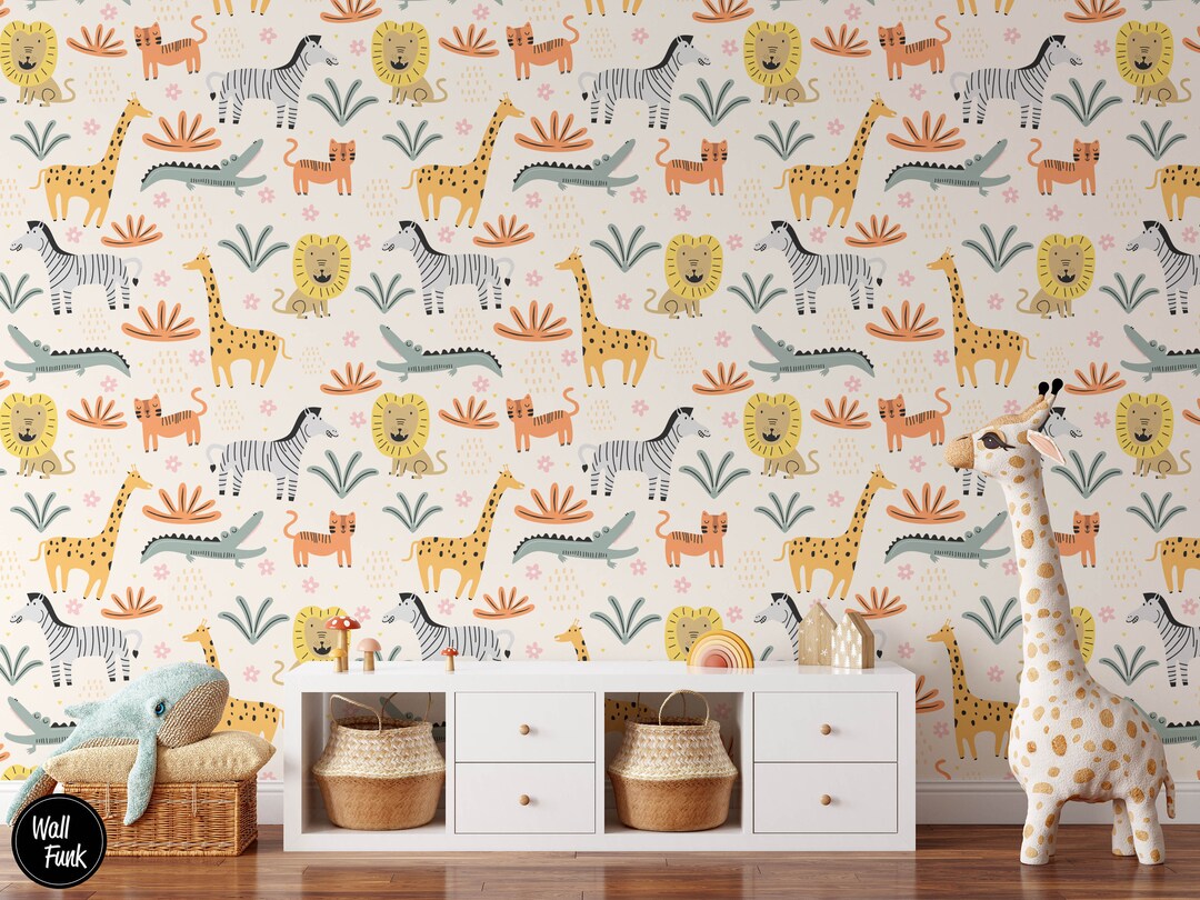 Safari Nursery Wallpaper, Jungle Nursery Wallpaper, Childrens Safari