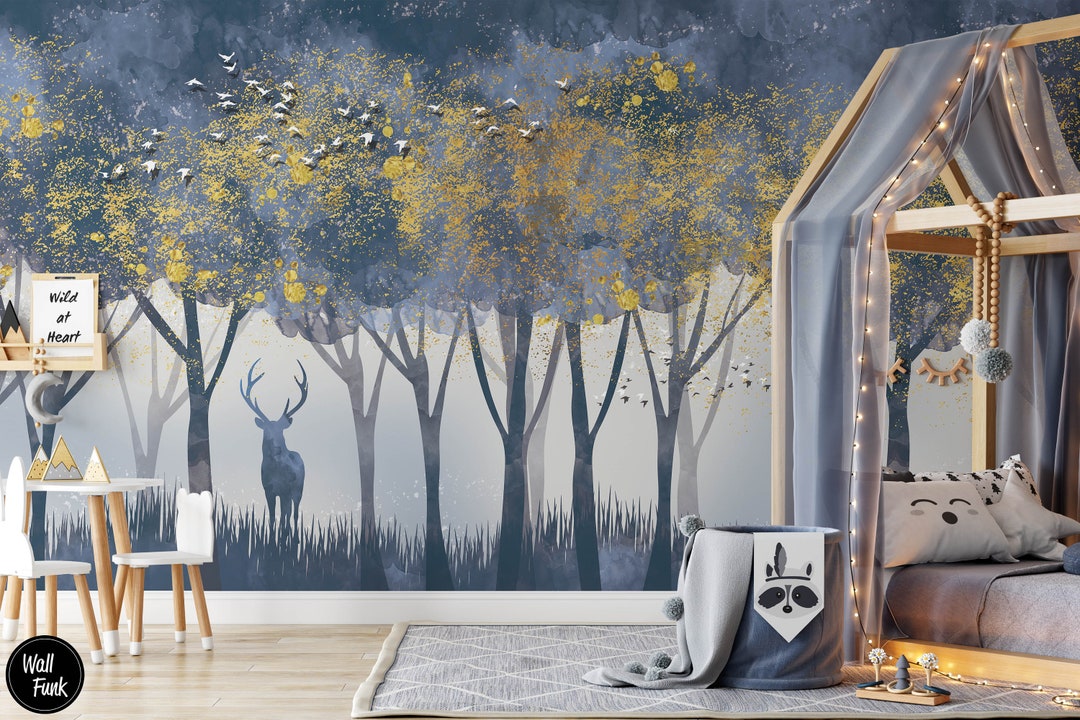 Forest Nursery Wallpaper Removable Wall Mural Nursery Custom Etsy