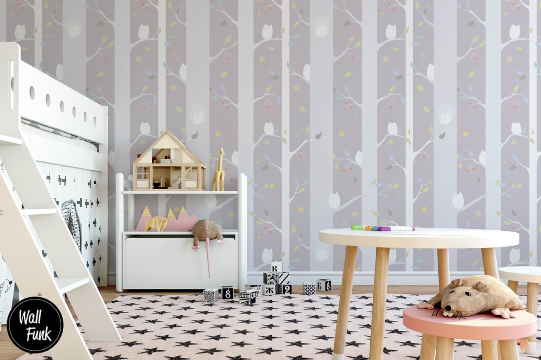Forest Nursery Wallpaper, Removable Wall Mural Nursery, Custom Nursery ...