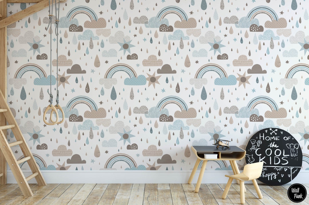 Rainbow Nursery Wallpaper, Boho Nursery, Rainbow Removable Wallpaper ...