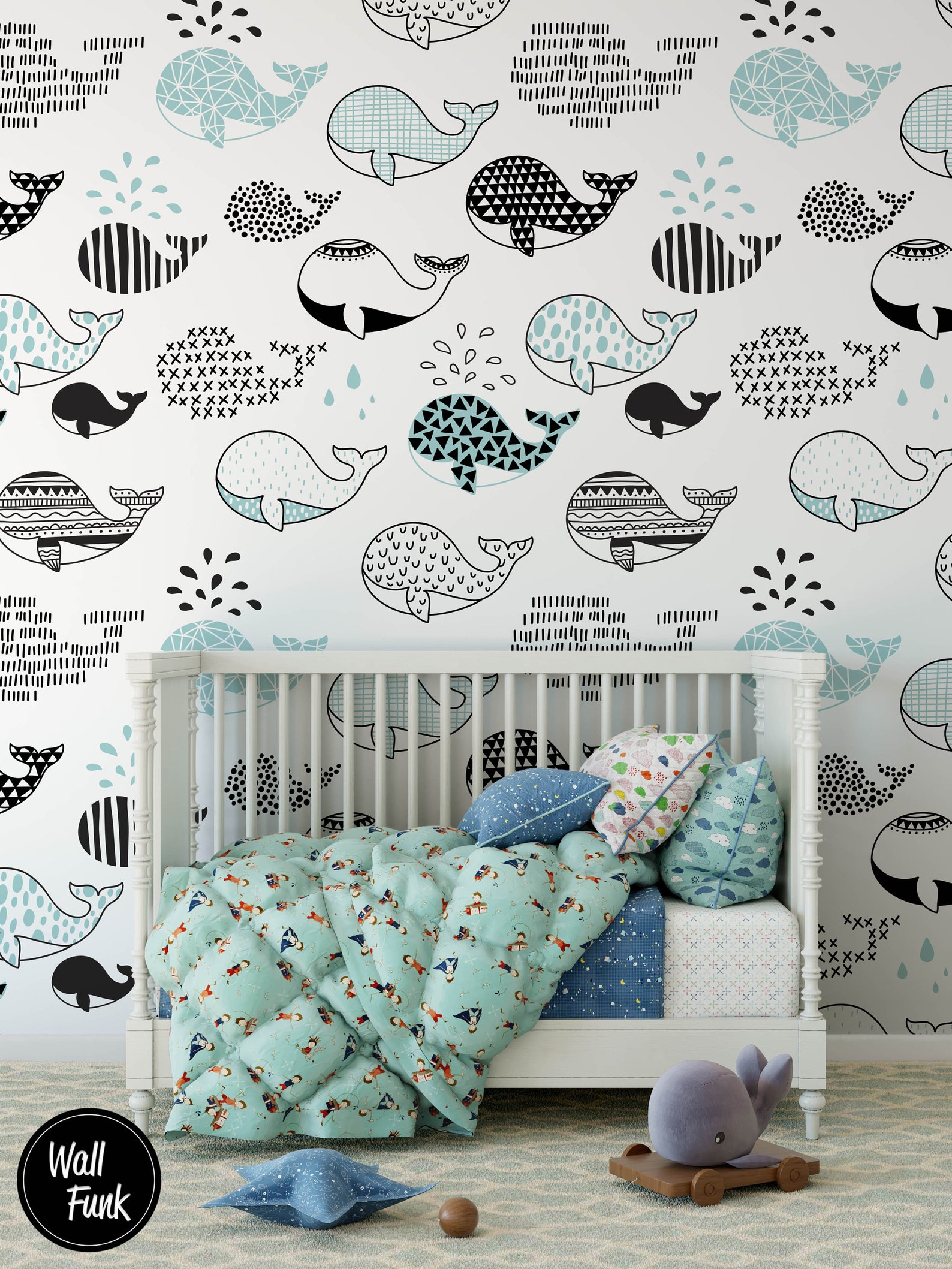Ocean Theme Wallpaper Blue Nursery Wallpaper Removable - Etsy