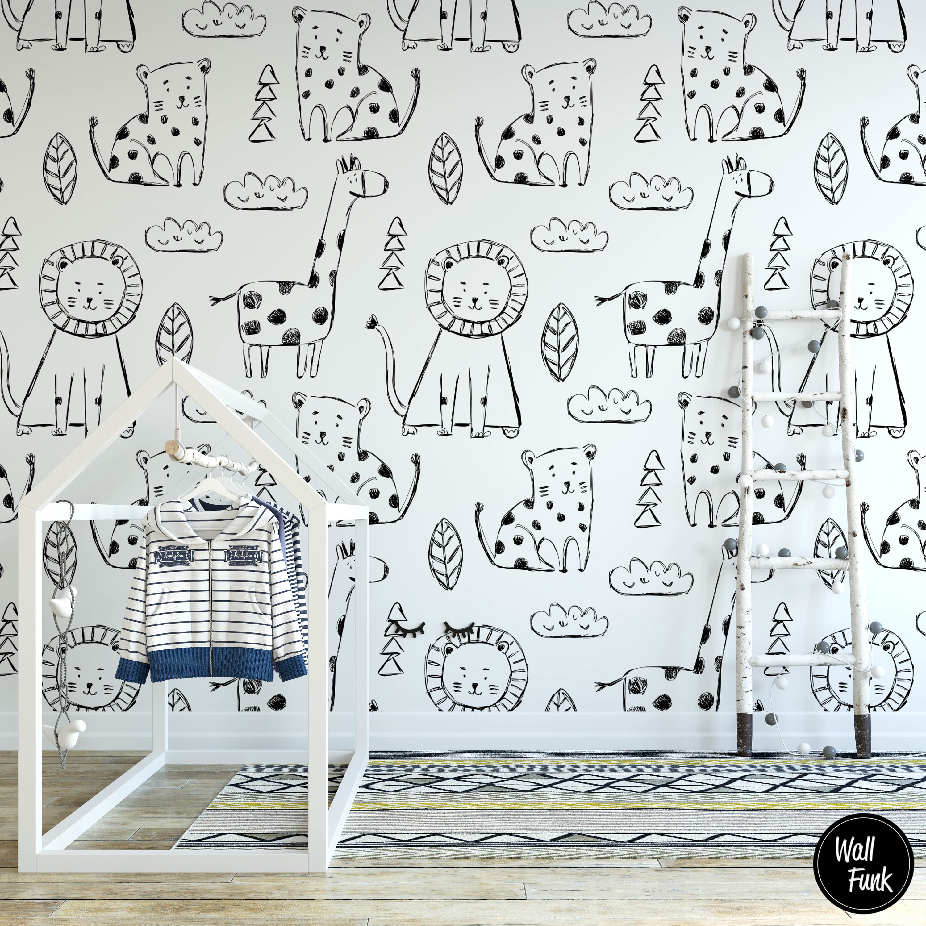 Safari Nursery Wallpaper Jungle Nursery Wallpaper Childrens Etsy UK