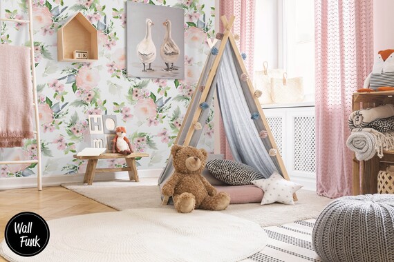 Floral Nursery Wallpaper Nursery Wallpaper Childrens Nursery | Etsy UK