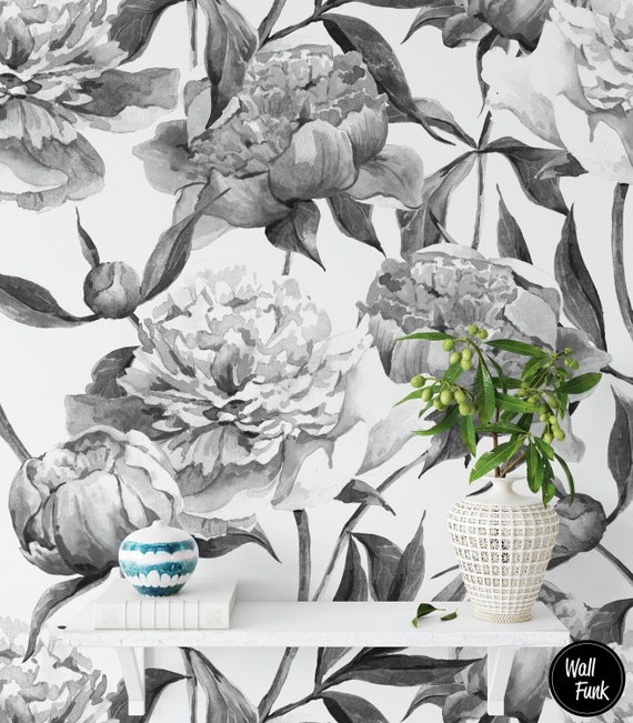 Watercolor Floral Wallpaper Floral Wallpaper Removable | Etsy