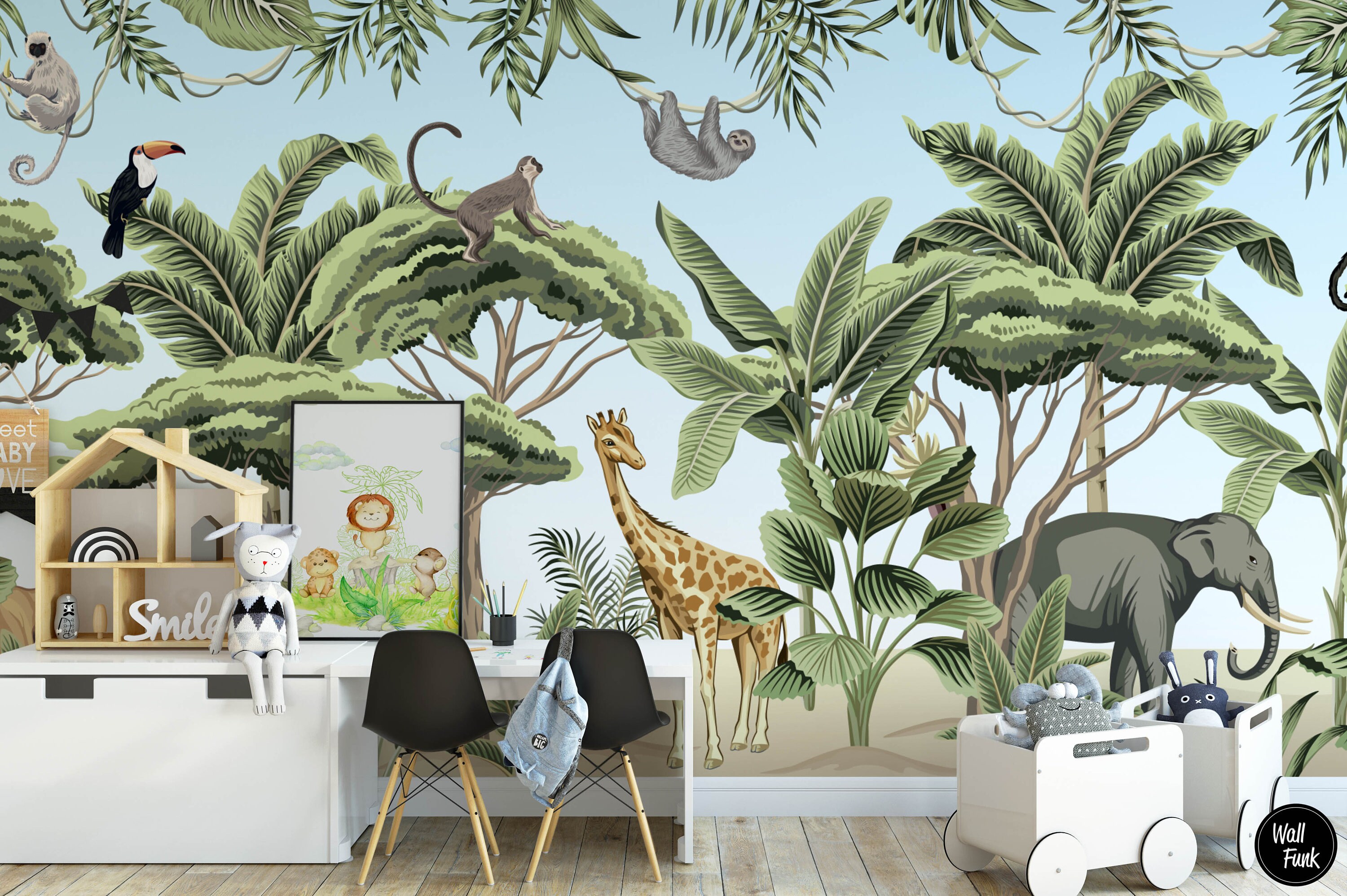 Safari Nursery Wallpaper Jungle Nursery Wallpaper Childrens Etsy