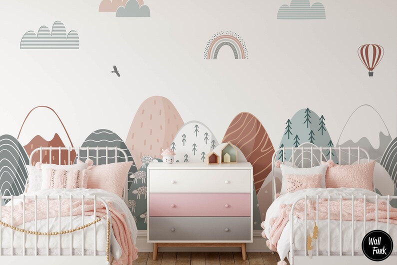 Mountain Nursery Wallpaper Mountain Wallpaper Removable Etsy