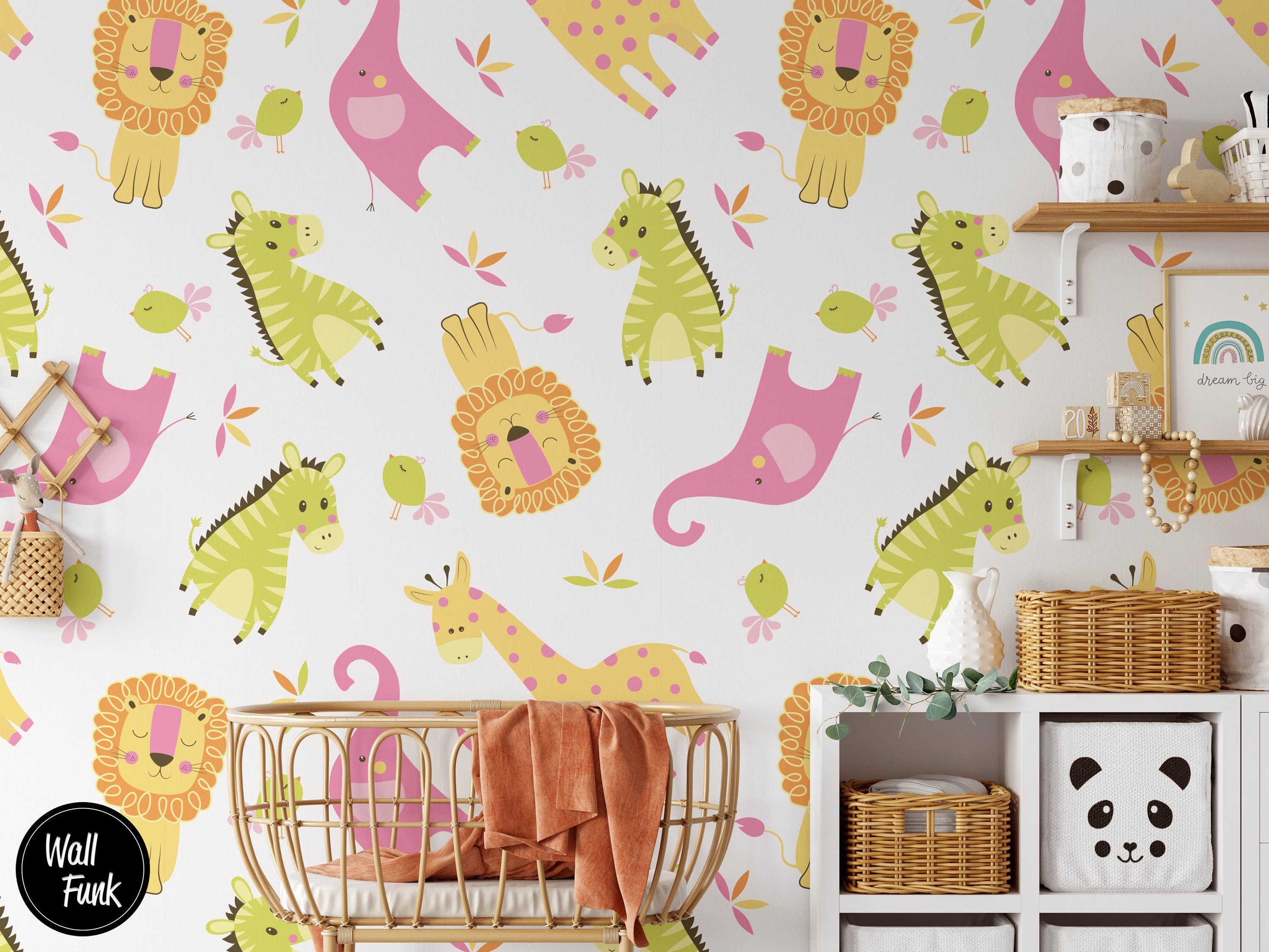 Safari Nursery Wallpaper Jungle Nursery Wallpaper Childrens Etsy UK