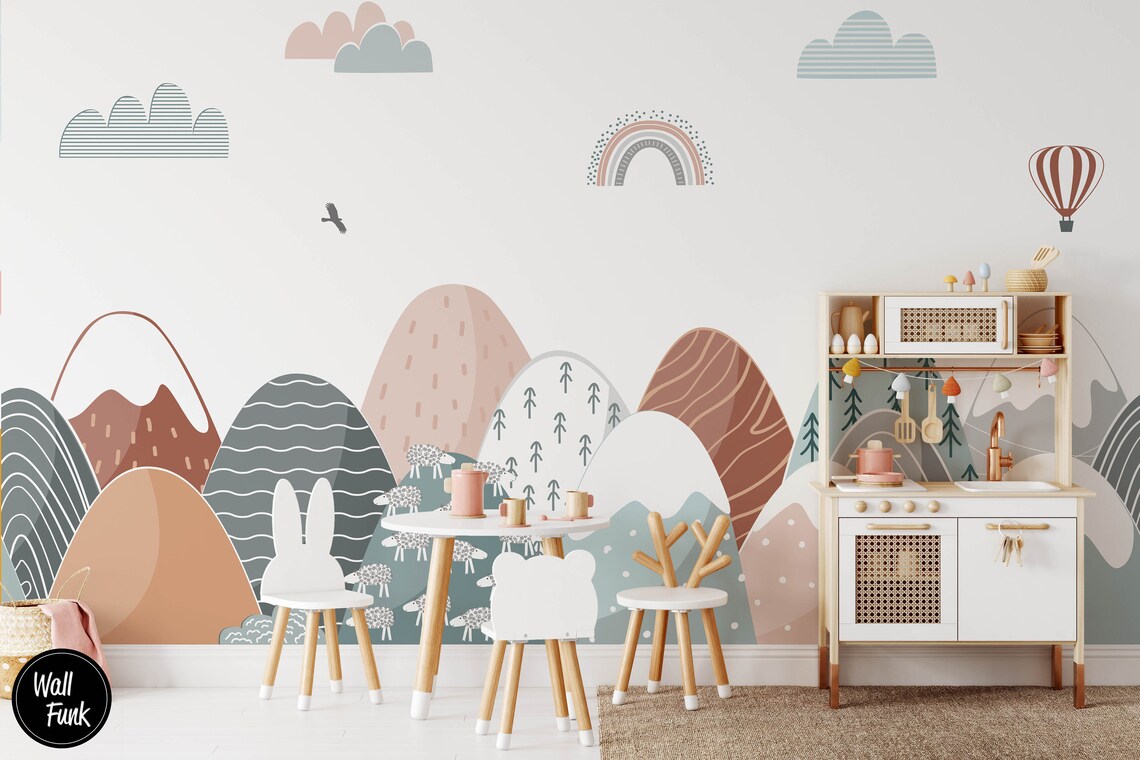 Mountain Nursery Wallpaper Mountain Wallpaper Removable Etsy