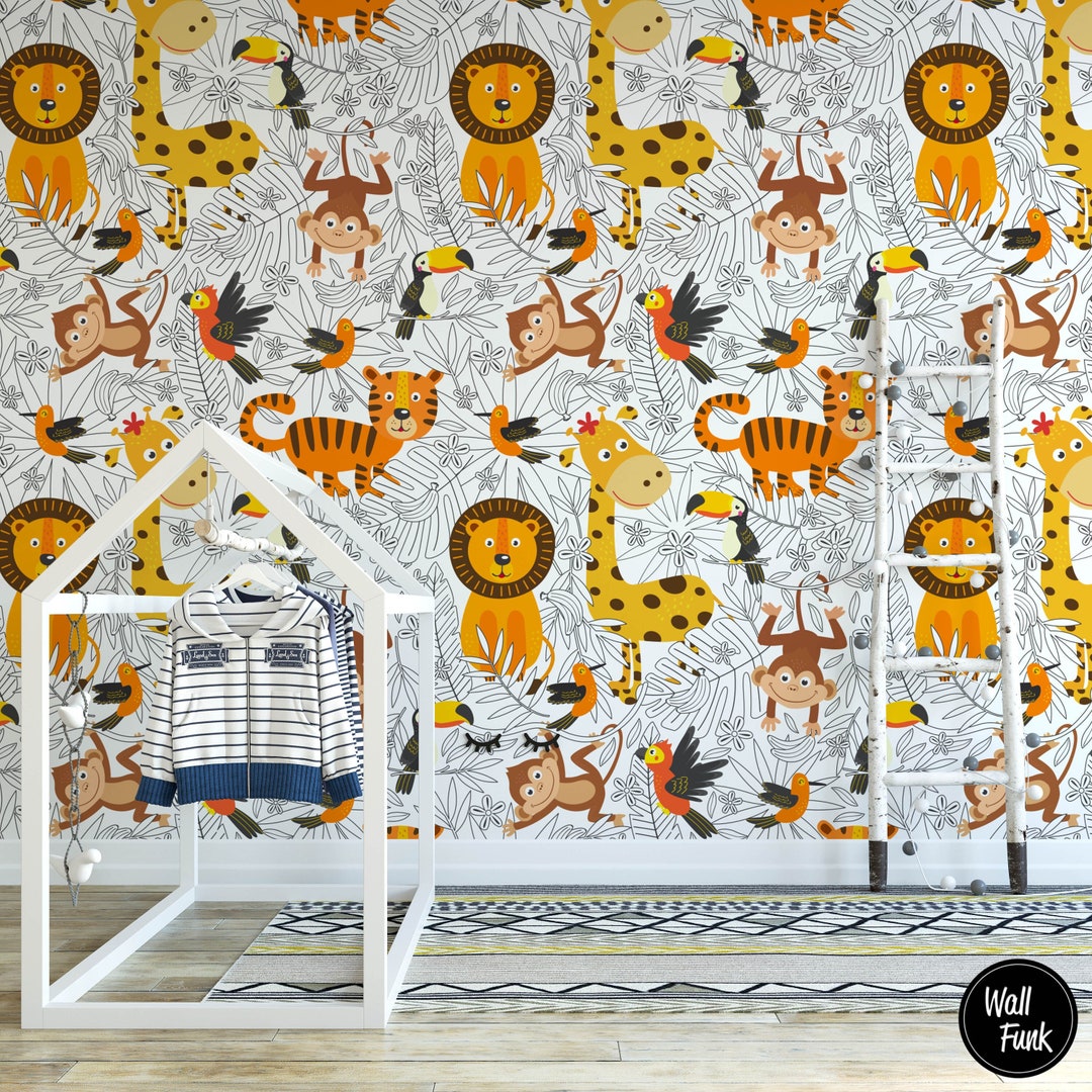 Safari Nursery Wallpaper, Jungle Nursery Wallpaper, Childrens Safari