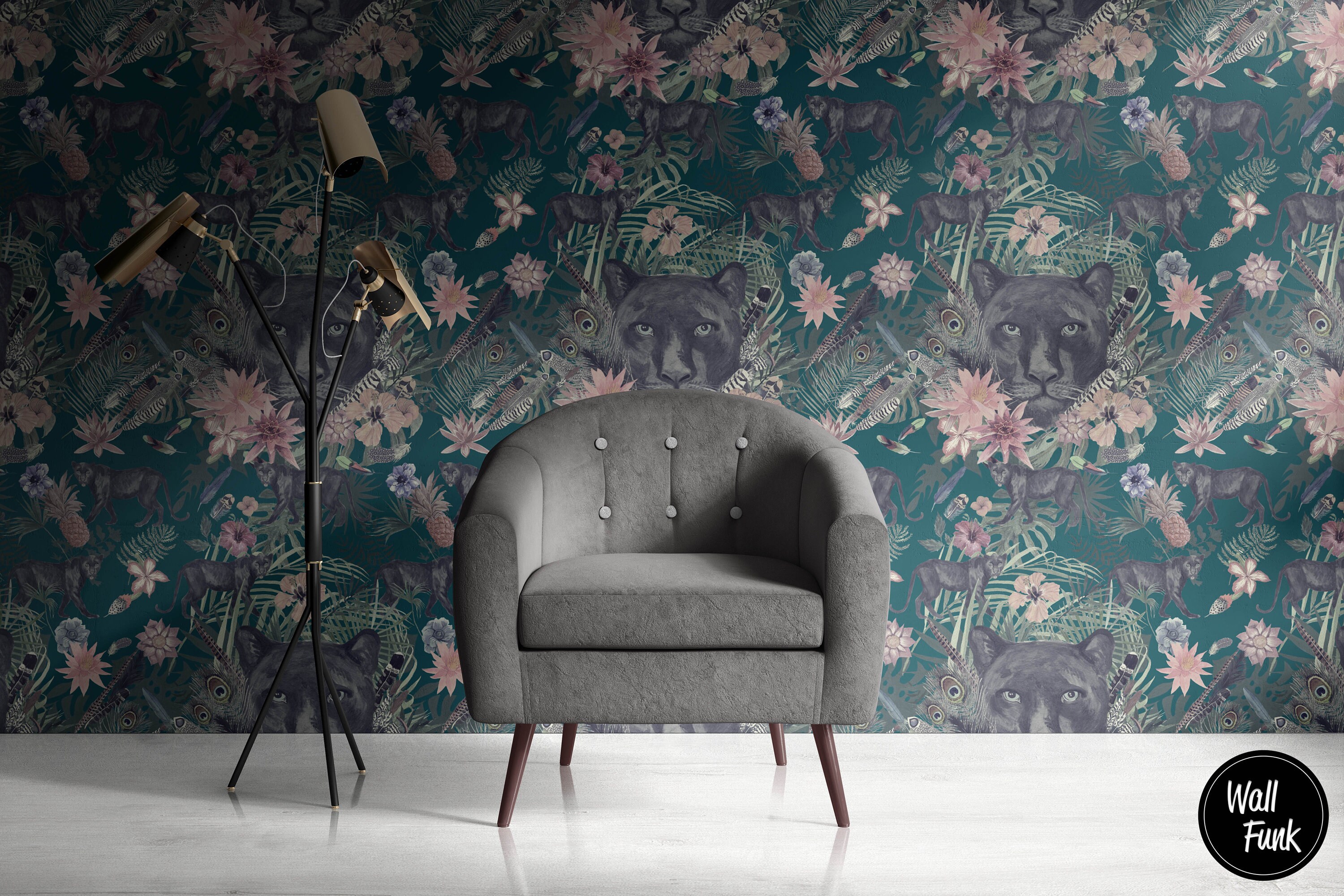 Panter behang, bloemenbehang, tropisch behang, verwijderbaar vintage  behang, luipaard verwijderbaar behang, verwijderbaar behang AS # 20 - Etsy  België, image size:3000x2000