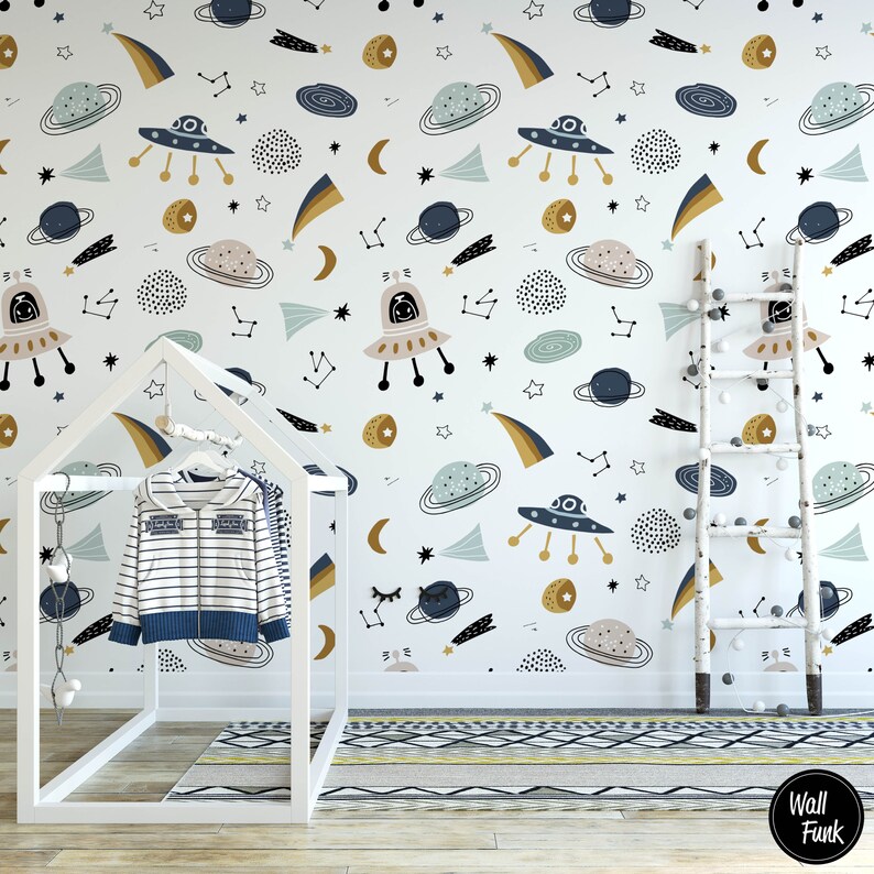 Alien Nursery Wallpaper Space Nursery Wallpaper Nursery Etsy