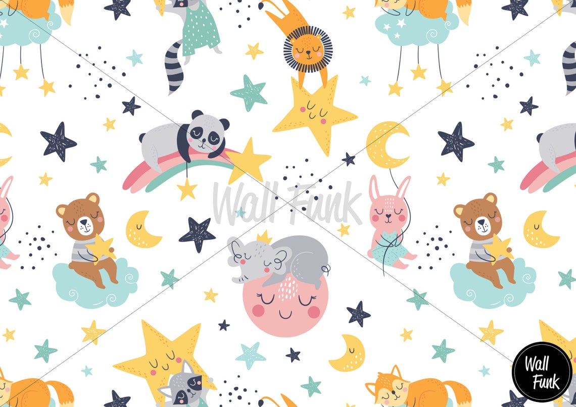Stars and Moon Nursery Wallpaper Removable Nursery Wallpaper Etsy