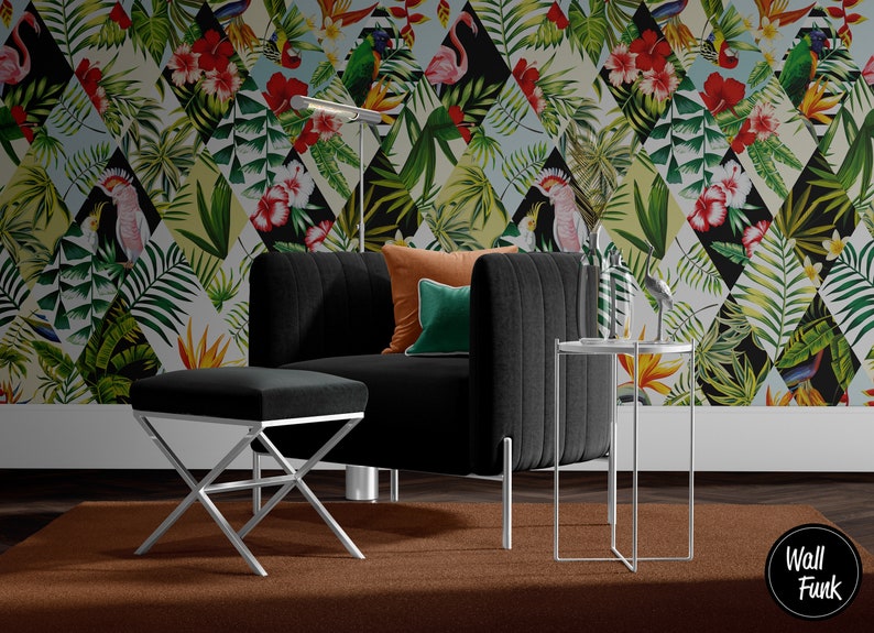 Banana Leaf Wallpaper Removable Banana Leaf Wallpaper Floral Etsy UK