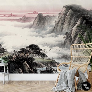 Removable Wallpaper Made With Recycled Paper, Easy To Install Water Activated Adhesive Wallpaper, Asian Removable Wallpaper Decor, AS#01