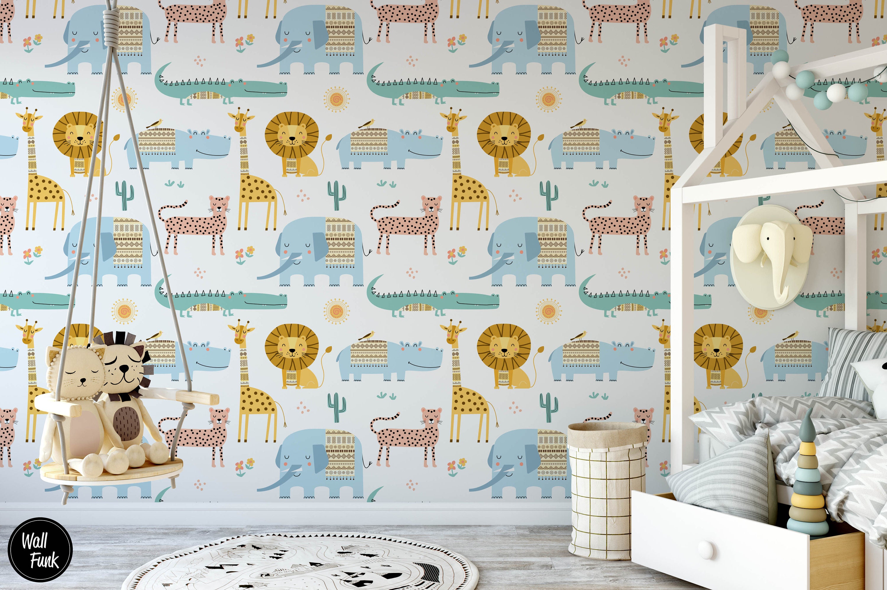 Safari Nursery Wallpaper Removable Temporary Jungle Wallpaper Etsy