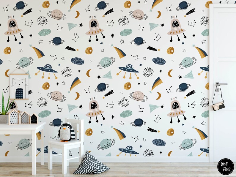 Alien Nursery Wallpaper Space Nursery Wallpaper Nursery Etsy