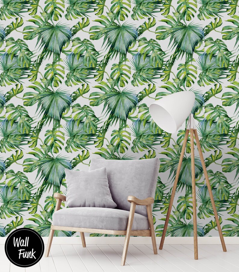 Banana Leaf Wallpaper Removable Banana Leaf Wallpaper Floral Etsy