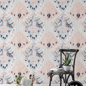 Fond d'écran Boho amovible, bâton temporaire activé par l'eau sur le papier peint Boho Wall Decor, papier peint amovible Boho, B #07