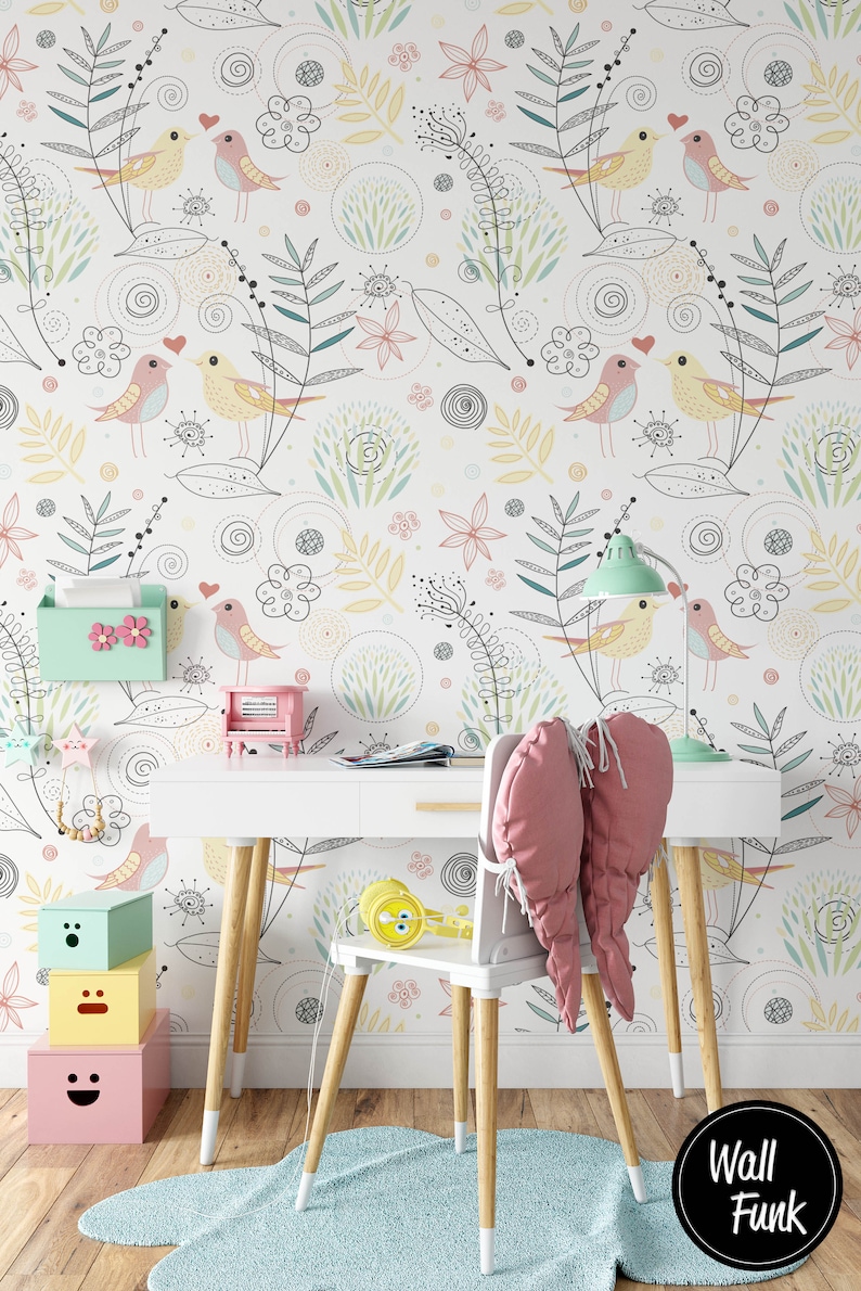 Floral Nursery Wallpaper Nursery Wallpaper Childrens Nursery Etsy UK