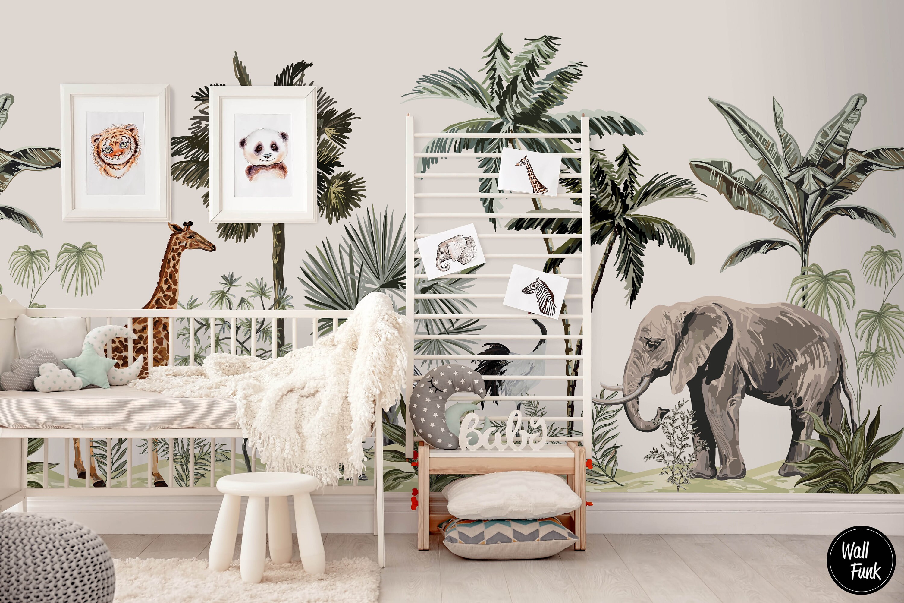 Safari Nursery Wallpaper Jungle Nursery Wallpaper Childrens Etsy