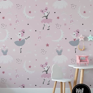 Carta da parati per vivaio Ballet, Carta da parati rimovibile Ballet, Carta da parati rimovibile per asilo nido, Carta da parati per bambini, Carta da parati per bambini, N#122